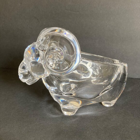 Vannes Le Chatel French Crystal Ram Ashtray Pipe Rest - Picture 1 of 8